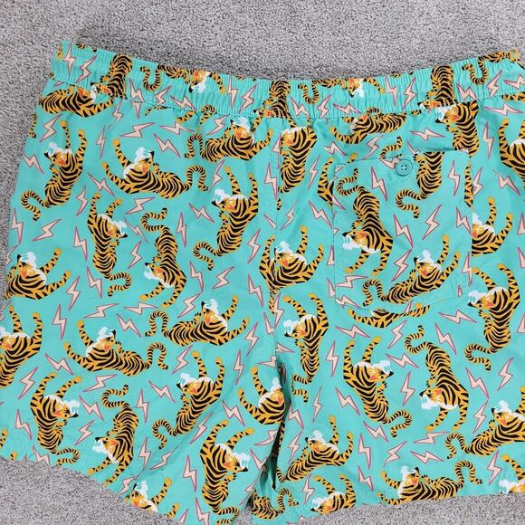 No Boundaries Swimming Trunks Shorts Mens XL Green Tiger King Vibe Lighting - Picture 11 of 11